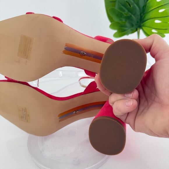 Sam Edelman Womens Kia Sandals Block Heel Strappy Pink Suede Square Toe Size 10 - Picture 12 of 16